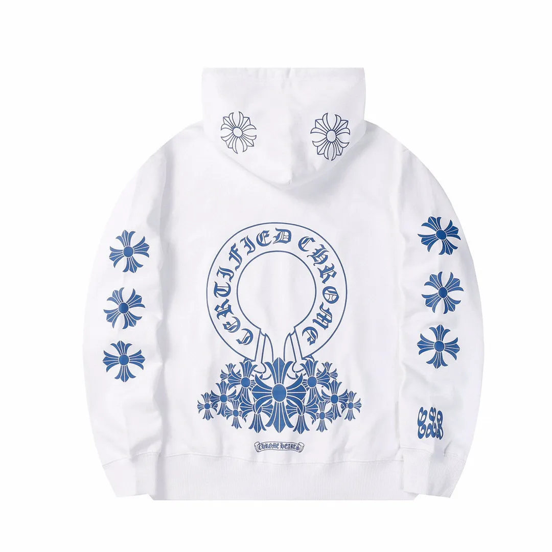 M23—P210 -Chrome Hearts/Chrome Hearts printed sweatshirt cardigan jacket -420 grams of high-density, high-quality wool, soft, delicate and skin-friendly, soft and silky to the touch, warm and skin-friendly -The hardware zipper accessories are all customized and full of details -Colour: black white -Size: S M L XL